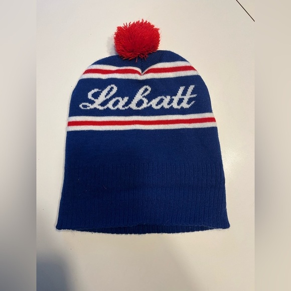 Labatt Pom Pom knit Stocking hat Labatt Blue beer company - Picture 1 of 4